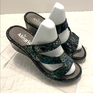 Alegria Loti Iridescent Tetonic Wedge Sandals 38